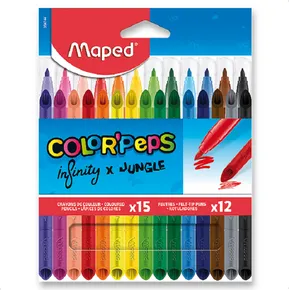 Pastelky Maped Infinity 15 ks + 12 ks fixů Jungle